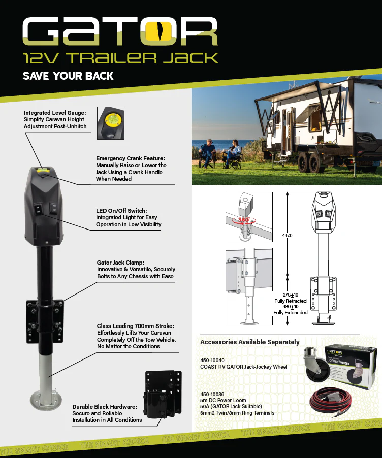 Gator 12V Trailer Jack with Clamp - Image 2